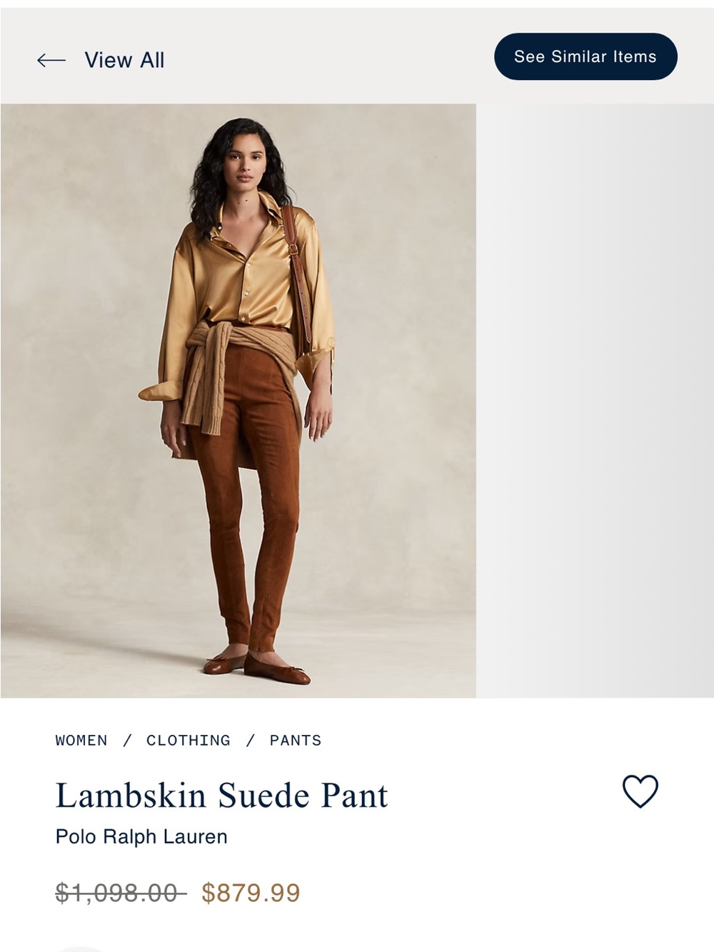 Ralph Lauren lambskin suede pants XS